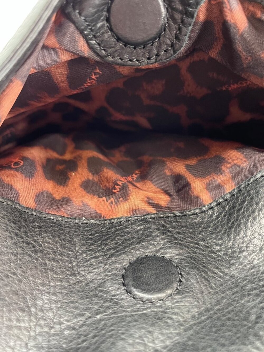 B Makowsky Drawstring Bucket Bag Black Pebbled Leather Silver Hardware Pocket - Picture 9 of 13